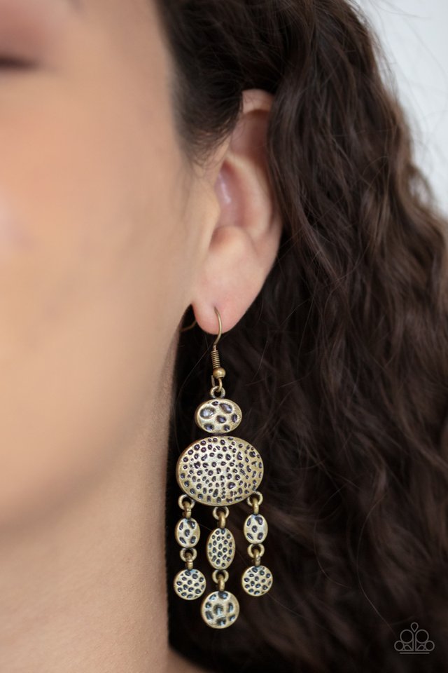 ​Get Your ARTIFACTS Straight - Brass - Paparazzi Earring Image