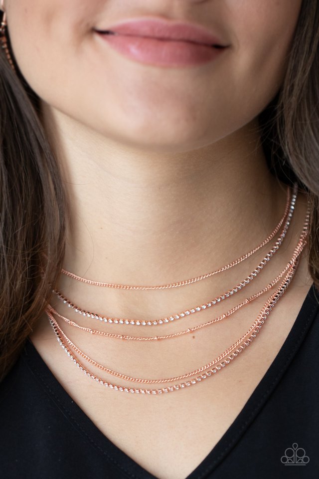 Dangerously Demure - Copper - Paparazzi Necklace Image