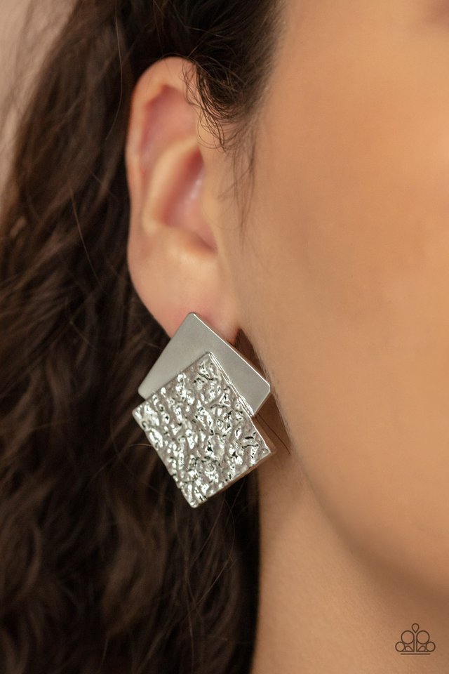 Square With Style​ - Silver - Paparazzi Earring Image