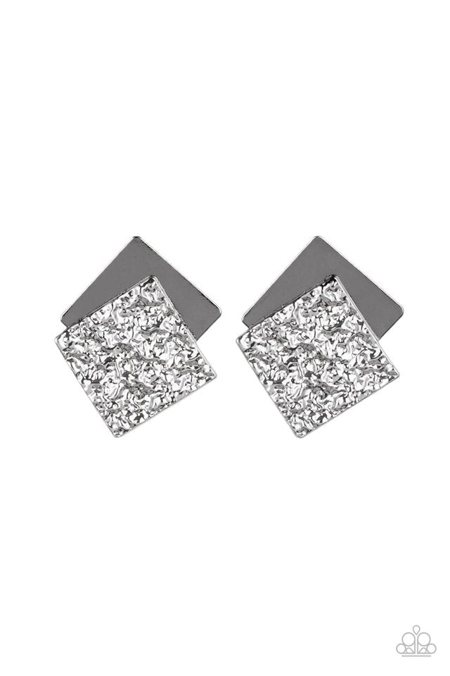 ​Square With Style - Black - Paparazzi Earring Image