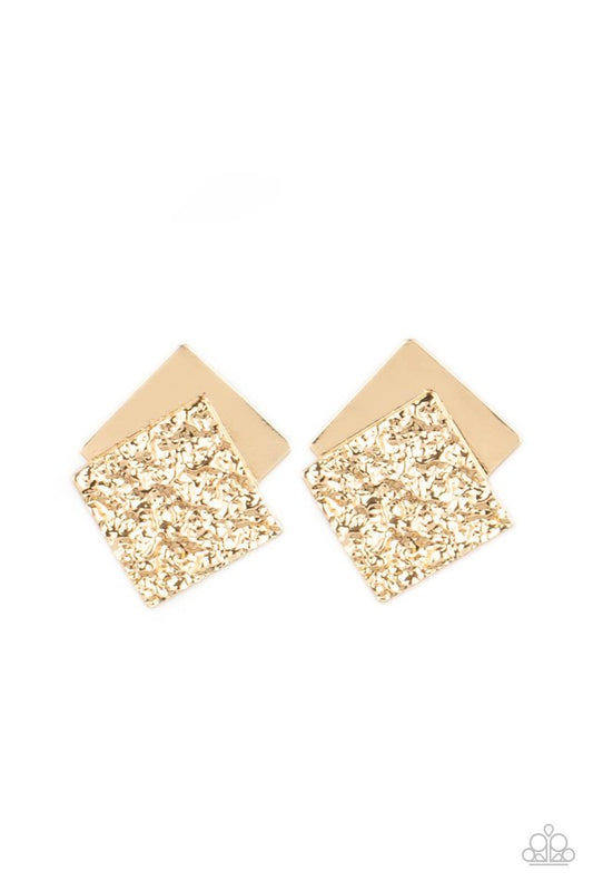 Square With Style - Gold - Paparazzi Earring Image