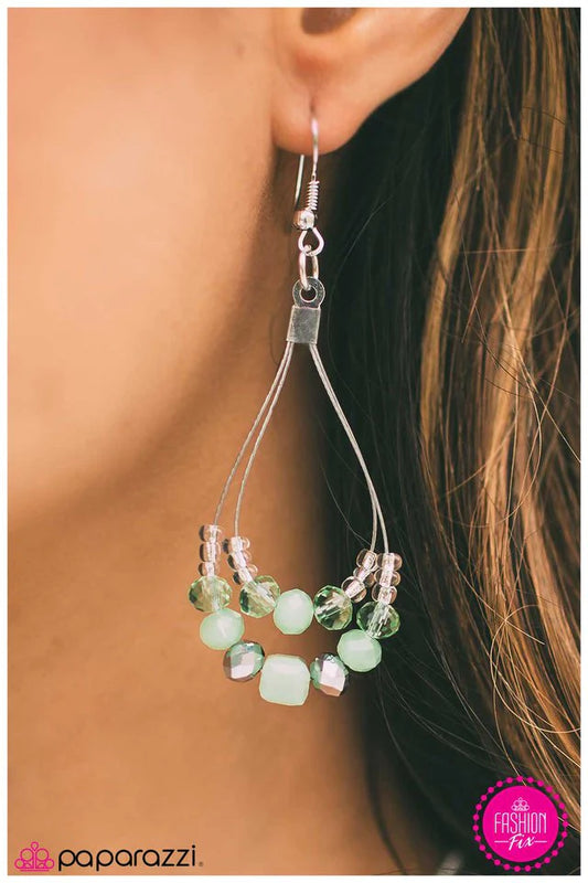 Paparazzi Earring ~ PREP In My Step - Green