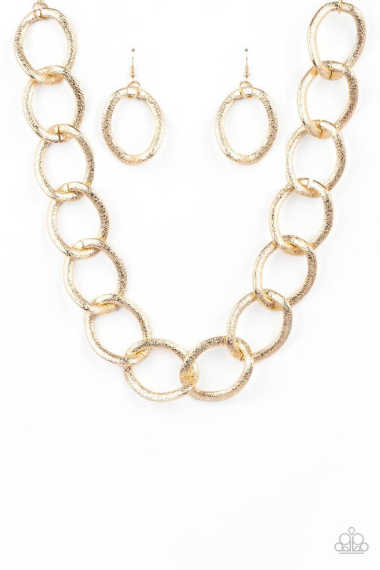 ​Industrial Intimidation - Gold - Paparazzi Necklace Image