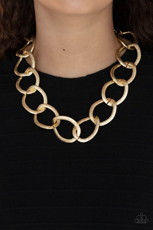 ​Industrial Intimidation - Gold - Paparazzi Necklace Image