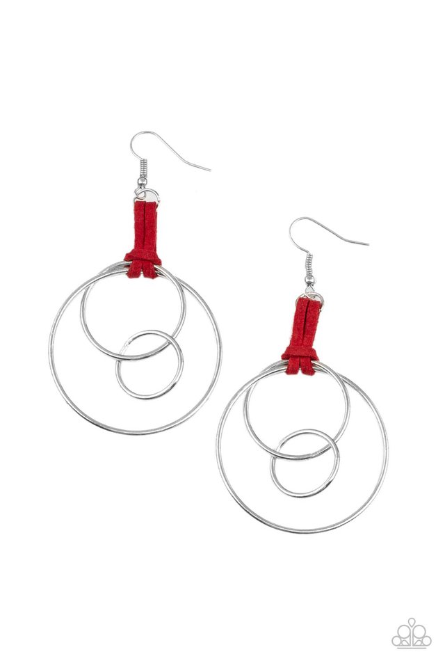 Fearless Fusion - Red - Paparazzi Earring Image