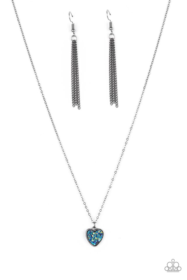 Pitter-Patter, Goes My Heart - Blue - Paparazzi Necklace Image