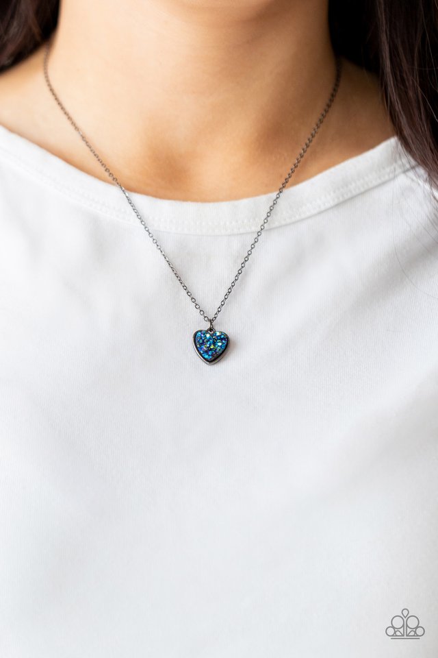 Pitter-Patter, Goes My Heart - Blue - Paparazzi Necklace Image