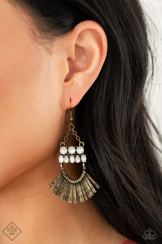 A FLARE For Fierceness - Brass - Paparazzi Earring Image