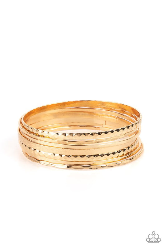 ​How Do You Stack Up? - Gold - Paparazzi Bracelet Image