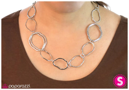 Paparazzi Necklace ~ Pinch Me - Silver