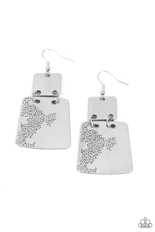 Tagging Along - Silver - Paparazzi Earring Image