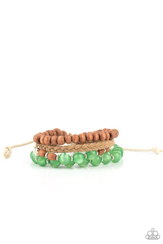 ​Down HOMESPUN - Green - Paparazzi Bracelet Image