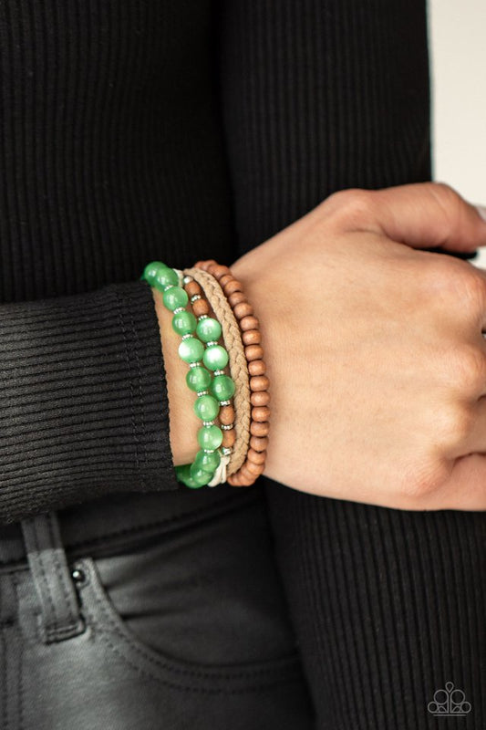 ​Down HOMESPUN - Green - Paparazzi Bracelet Image