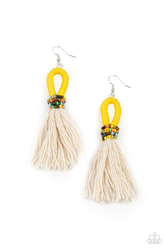 ​The Dustup - Yellow - Paparazzi Earring Image