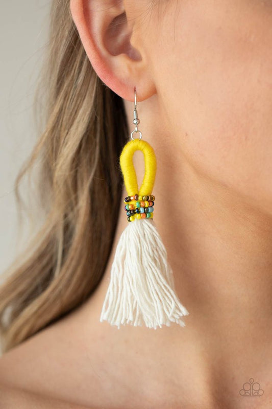 ​The Dustup - Yellow - Paparazzi Earring Image