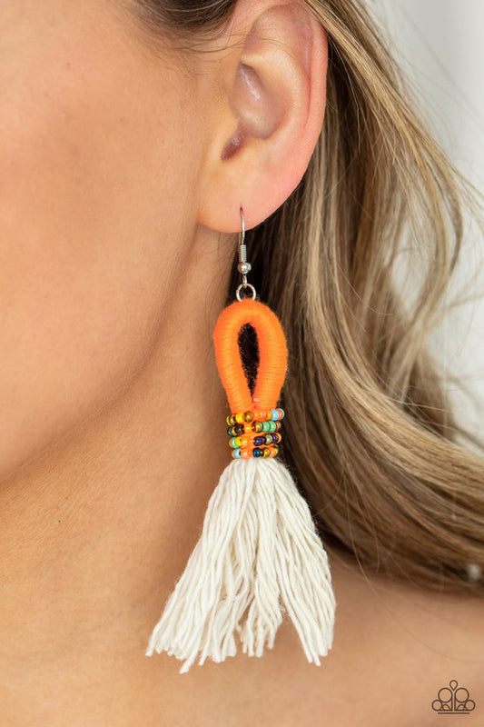 The Dustup - Orange - Paparazzi Earring Image