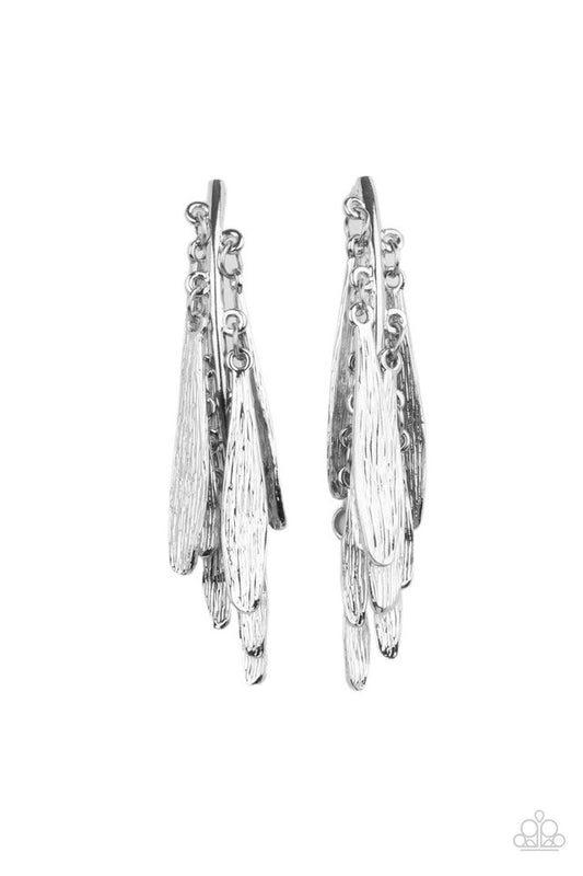 ​Pursuing The Plumes - Silver - Paparazzi Earring Image