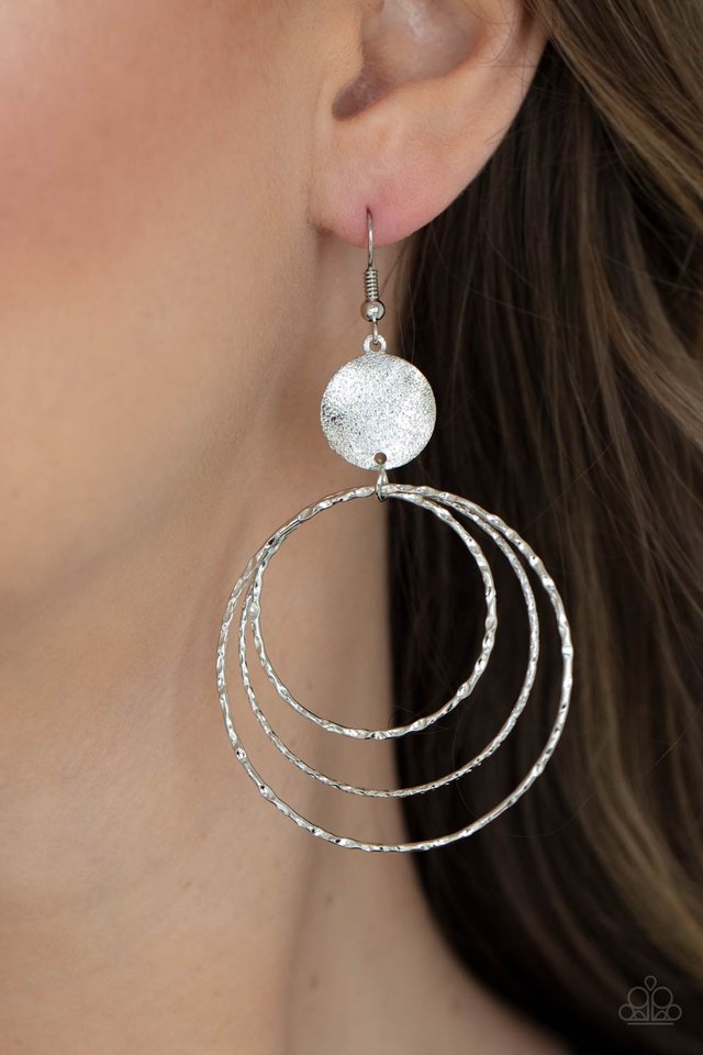 ​Universal Rehearsal - Silver - Paparazzi Earring Image