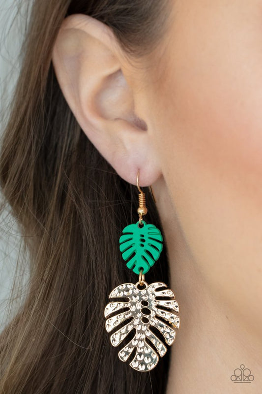 Palm Tree Cabana - Green - Paparazzi Earring Image