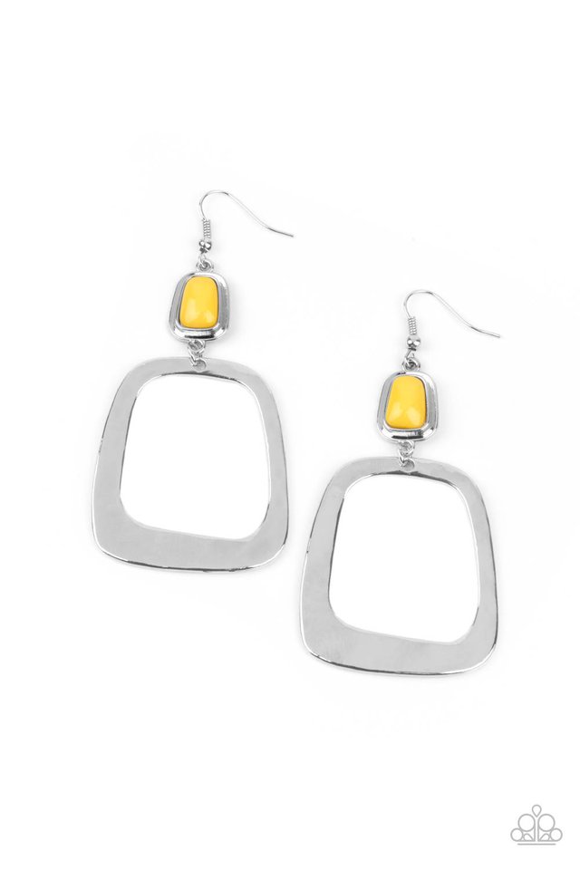 Material Girl Mod - Yellow - Paparazzi Earring Image