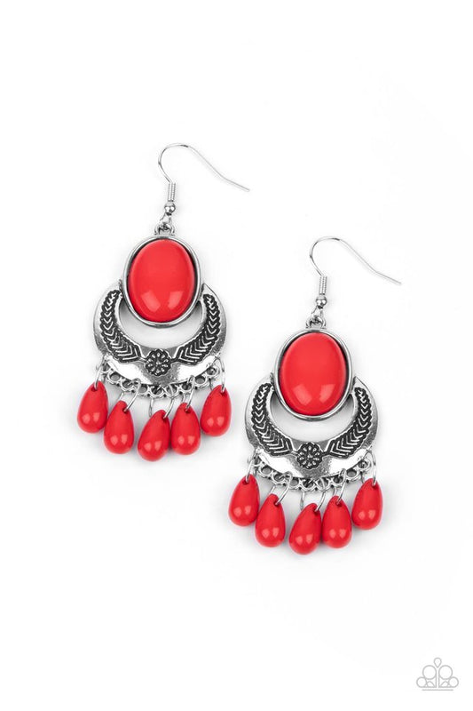 ​Prairie Flirt - Red - Paparazzi Earring Image