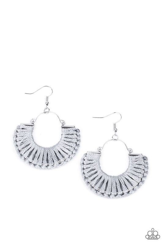 Threadbare Beauty - Silver - Paparazzi Earring Image