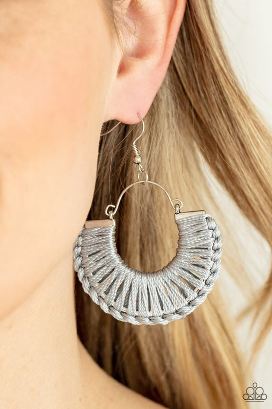 Threadbare Beauty - Silver - Paparazzi Earring Image