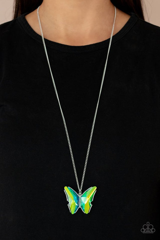 The ​Social Butterfly Effect - Green - Paparazzi Necklace Image