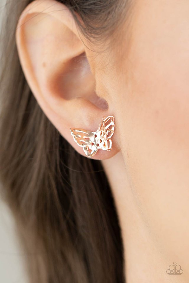 Flutter Fantasy - Rose Gold - Paparazzi Earring Image