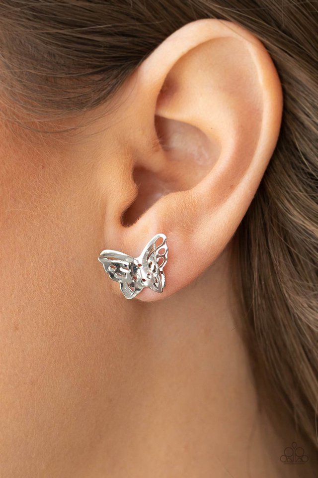 Flutter Fantasy - Silver - Paparazzi Earring Image