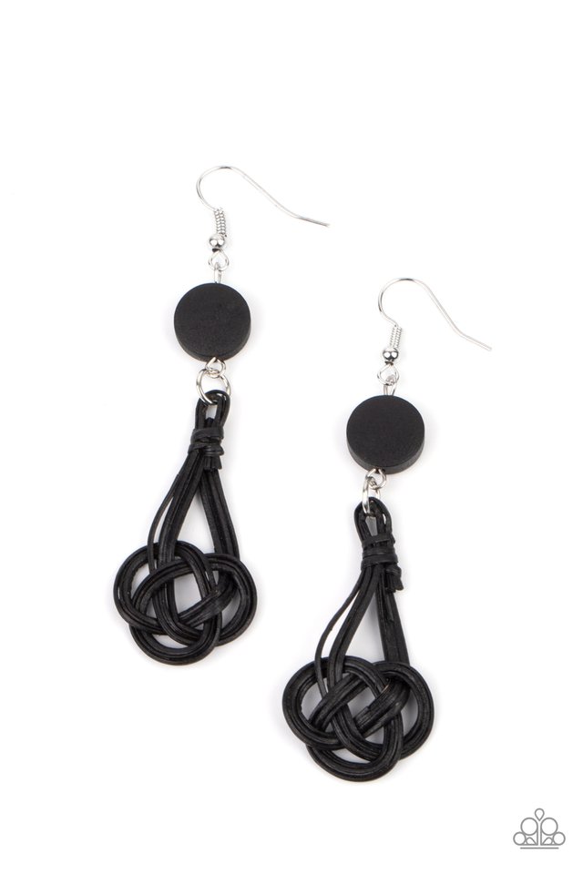 Rope Button Earrings - Black/White – 2nd Chance Trinkets