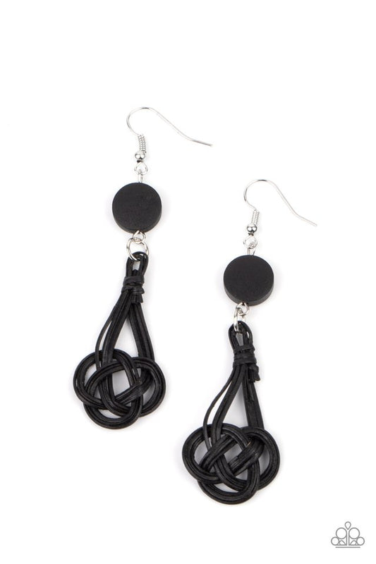 Twisted Torrents - Black - Paparazzi Earring Image