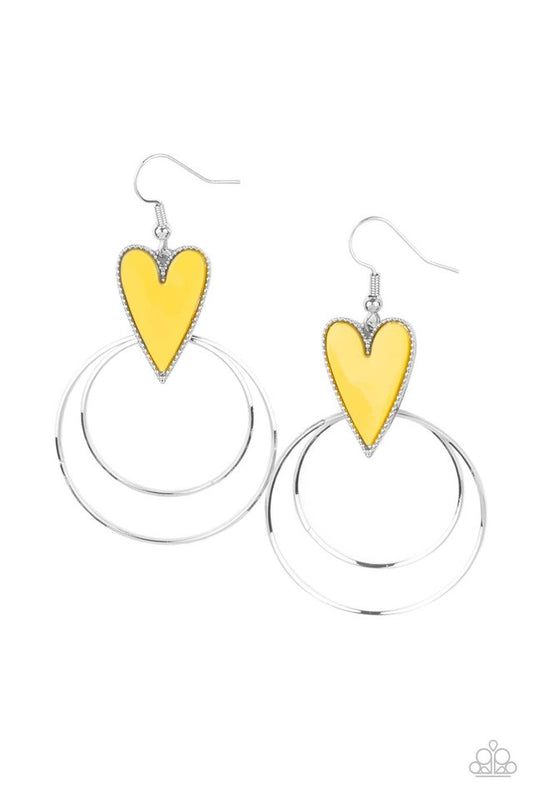 Happily Ever Hearts - Yellow - Paparazzi Earring Image