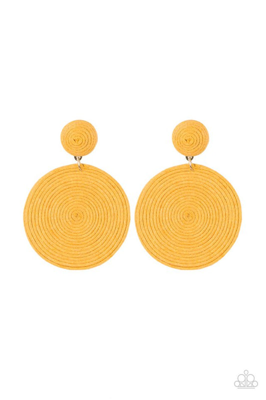 Circulate The Room - Yellow - Paparazzi Earring Image