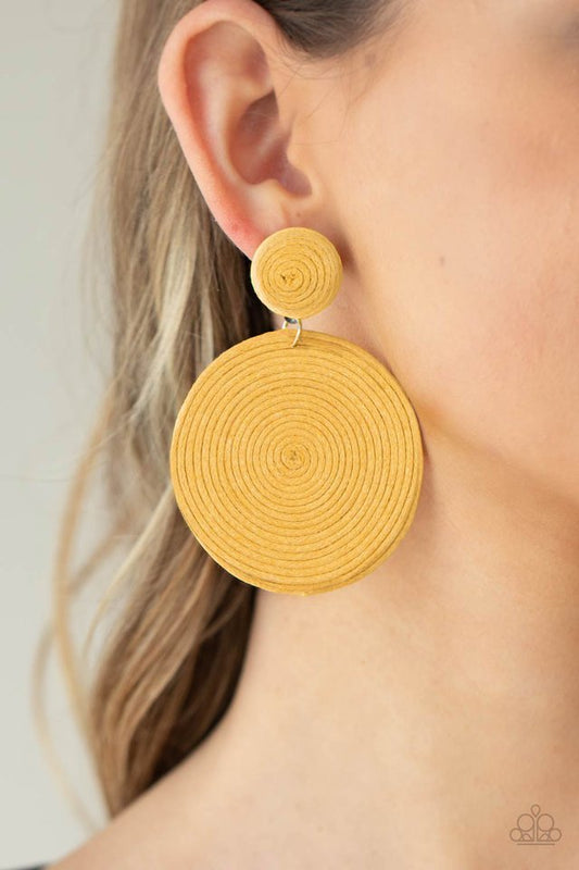 Circulate The Room - Yellow - Paparazzi Earring Image