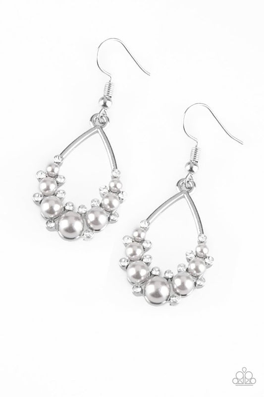 Fancy First - Silver - Paparazzi Earring Image