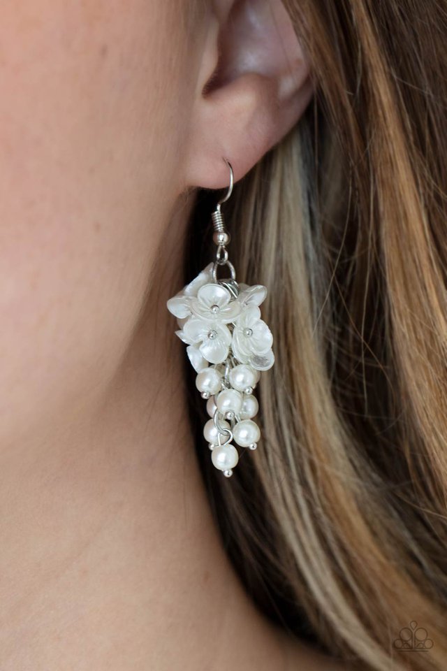 ​Bountiful Bouquets - White - Paparazzi Earring Image