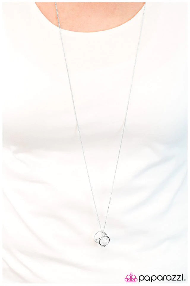 Paparazzi Necklace ~ Pandoras Box - White