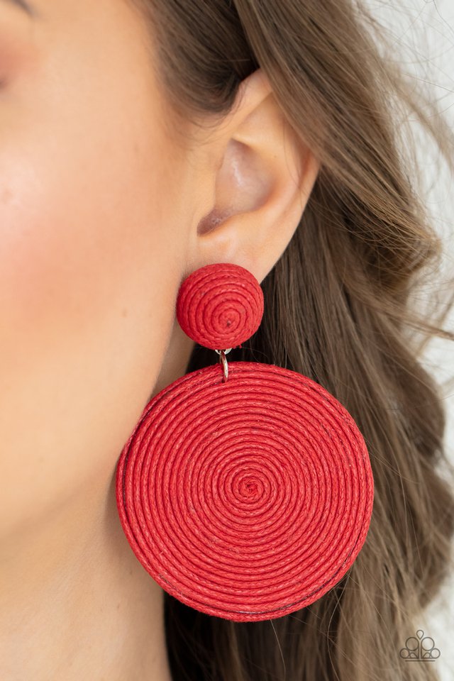 ​Circulate The Room - Red - Paparazzi Earring Image