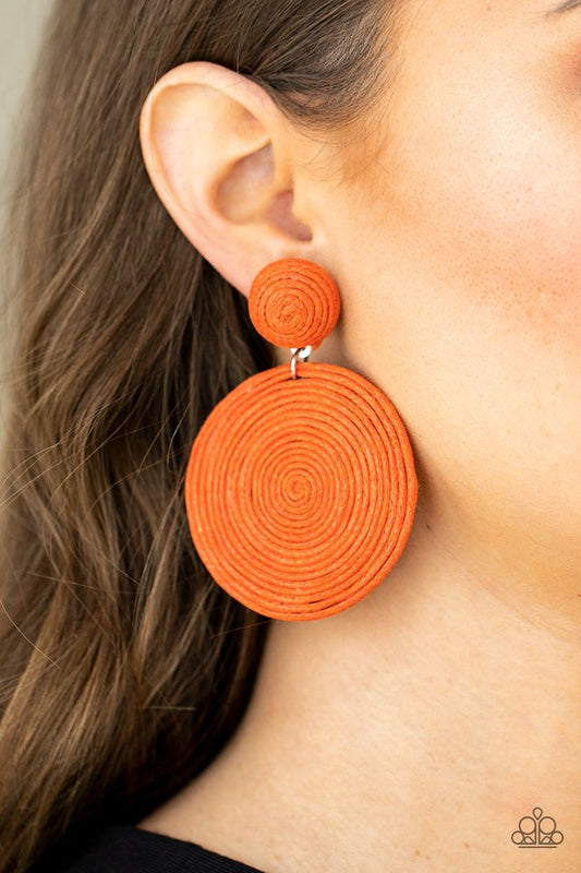 Circulate The Room - Orange - Paparazzi Earring Image