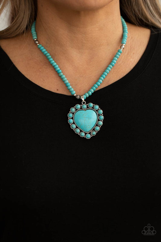 Paparazzi Necklace April LOP ~ A Heart of Stone - Blue