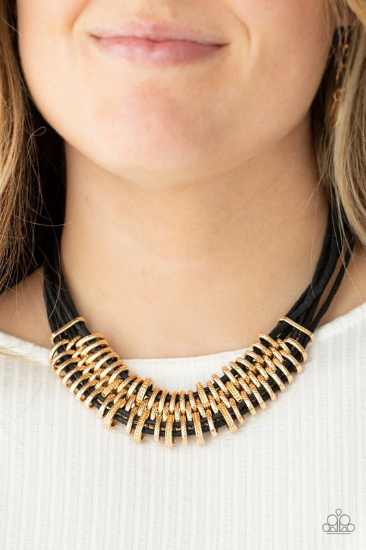 ​Lock, Stock, and SPARKLE - Gold - Paparazzi Necklace Image