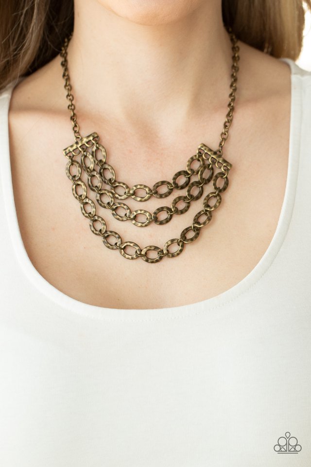 Repeat After Me - Brass - Paparazzi Necklace Image