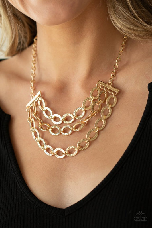 Repeat After Me - Gold - Paparazzi Necklace Image