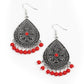 Blossoming Teardrops - Red - Paparazzi Earring Image