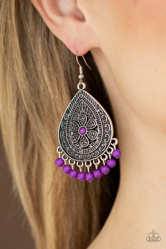 ​Blossoming Teardrops - Purple - Paparazzi Earring Image