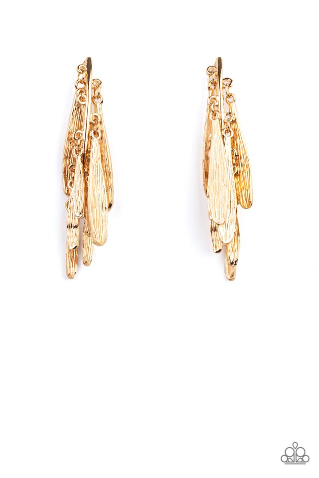 ​Pursuing The Plumes - Gold - Paparazzi Earring Image