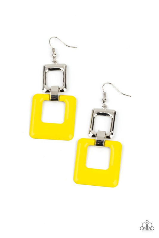 Twice As Nice - Yellow - Paparazzi Earring Image