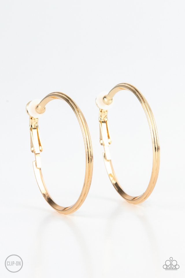 City Classic - Gold - Paparazzi Earring Image