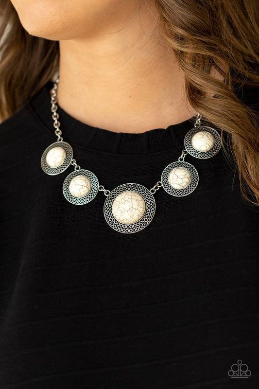 Circle The Wagons - White - Paparazzi Necklace Image